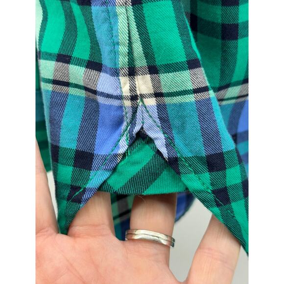 women's Plaid Talbots small button down shirt green and blue - Picture 5 of 5